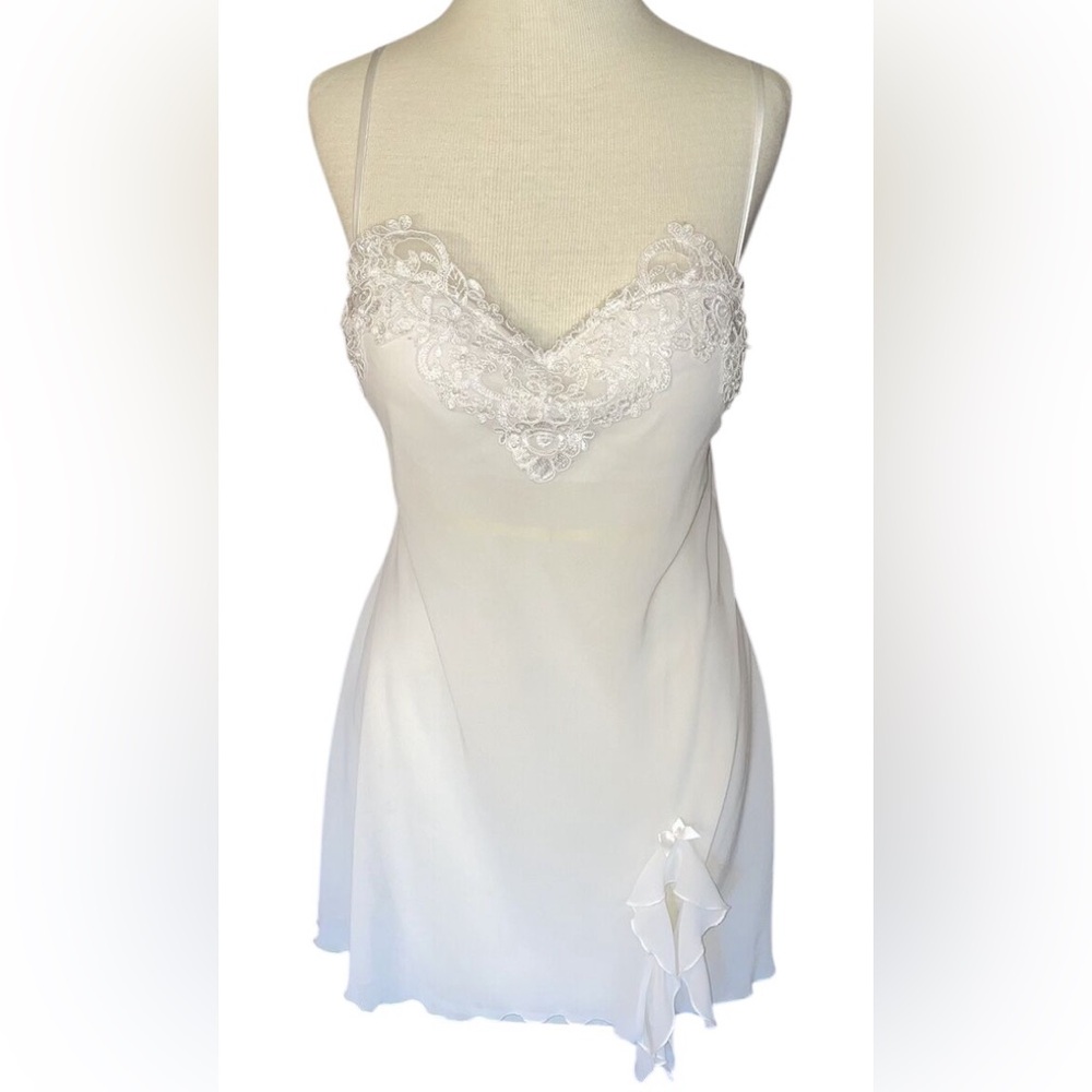 Sheer babydoll beaded lace pale pink Linea Donatella slip